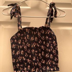 Navy Floral Crop Top